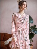 Airy dress with a floral powder print FG637 - Online store - Boutique